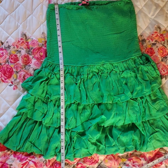 Betsey Johnson Rosie Strapless Tiered Mini Dress Green - Picture 11 of 16